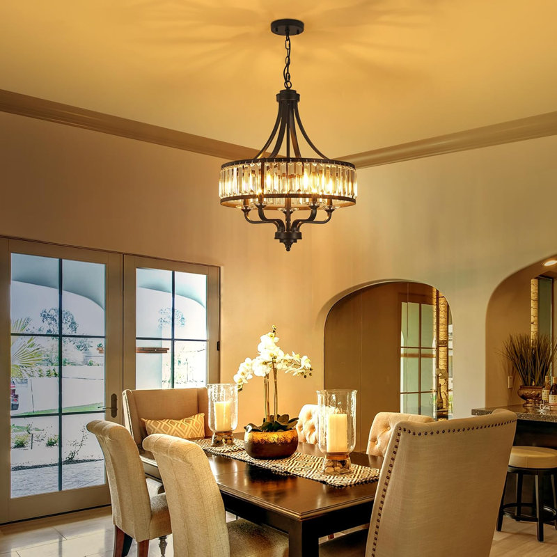 Modern Black Crystal Chandelier,5-Light