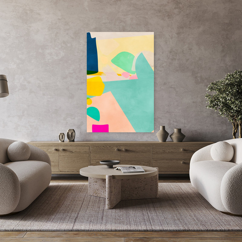 Art contemporain abstrait coloré, art contemporain printemps été, H 48 po x l 32 po