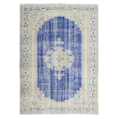 Demirci Vintage One-of-a-Kind 7'2" X 9'11" 1940s Wool Area Rug Blue