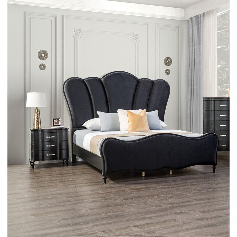 Ensemble de chambre à coucher 3 pièces, Noir, Très grand lit