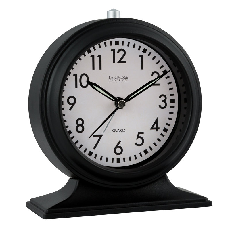 Small Black Plastic Round Analog Alarm Clock