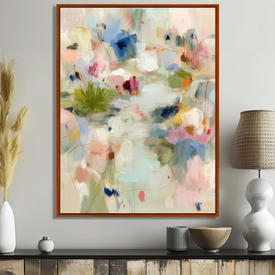 Abstract Minimalism In Pink And Green Tones - Minimalism Wall Art, Green Minimalist Canvas Print