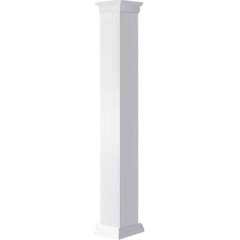 Colonne carrée classique en PVC lisse non effilée Craftsman, base standard et base standard, H 60 po x l 5,63 po
