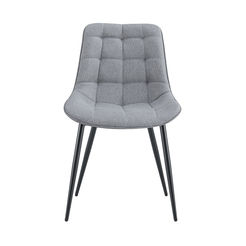 De 2 chaises de salle à manger modernes en tissu gris foncé avec une charmante grille - Construction magnifique, confortable et confortable