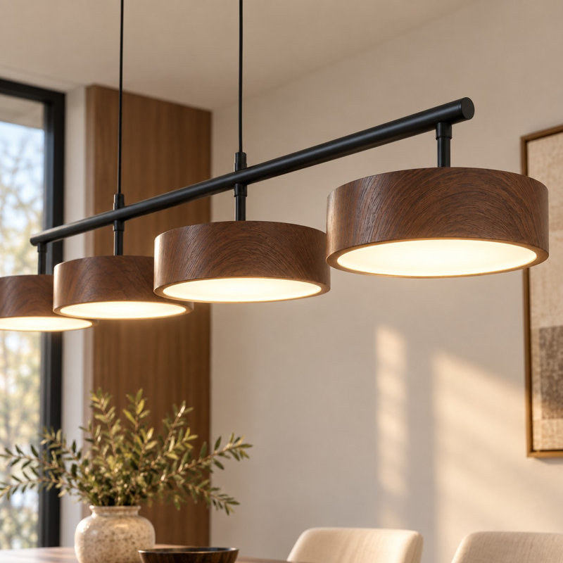 4-Head Modern Dimmable Integrated LED Linear Kitchen Island Pendant