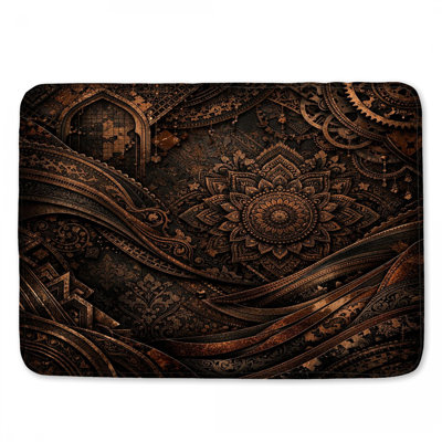 Intricate Bronze Mandala Bath Mat