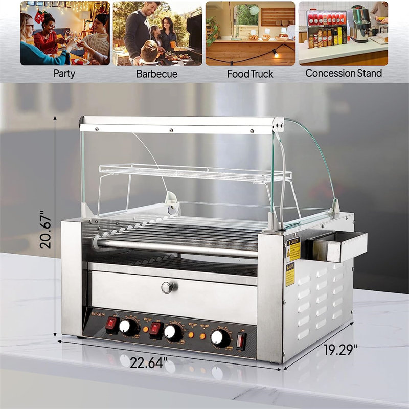 Rouleau anti-adhésif pour hot-dogs et presse à panini avec couvercle en verre