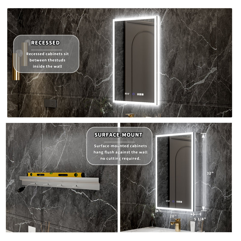 Éclairage intelligent à DEL, élégance en aluminium, salle de bain multifonctionnelle moderne