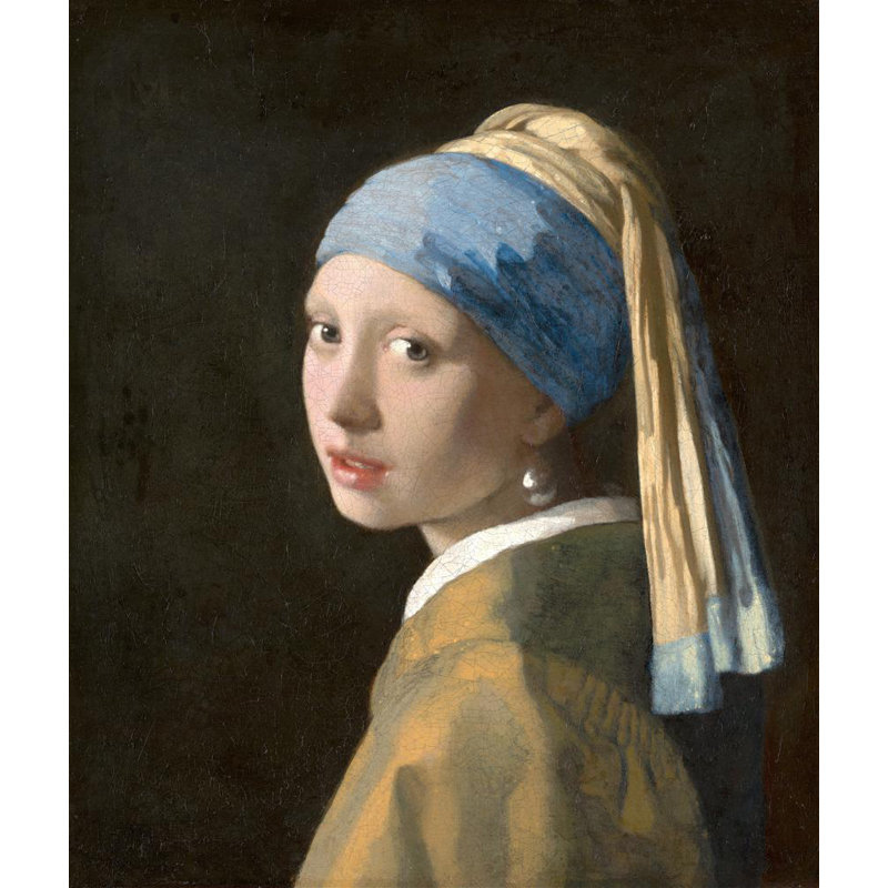 «Girl with a Pearl Earle» par Johannes Vermeer - Art mural sur toile tendue avec châssis, H 18 po x l 14 po