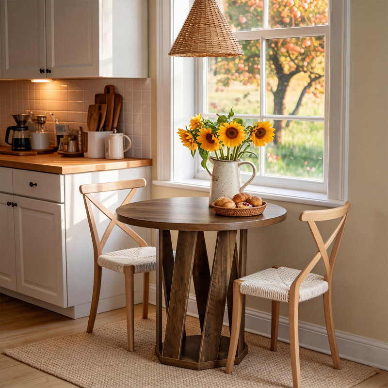 31.5'' Small Round Wood Dining Table for 2-4 People