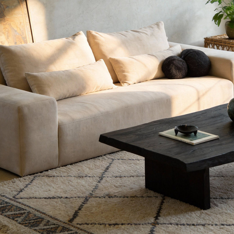 Table basse noire en bois massif, 47.24"