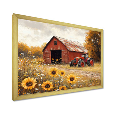 Doneta Sunflowers and The Tractor Shed I - Art mural tournesols