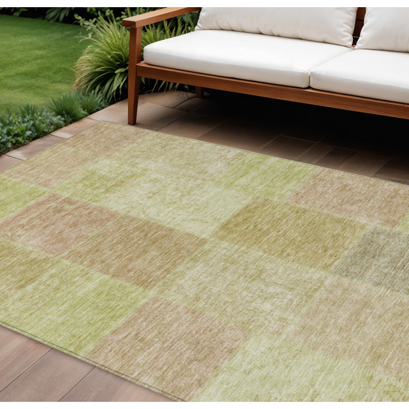 Tapis intérieur lavable 9 pi x 12 pi vert cuivré et vert menthe