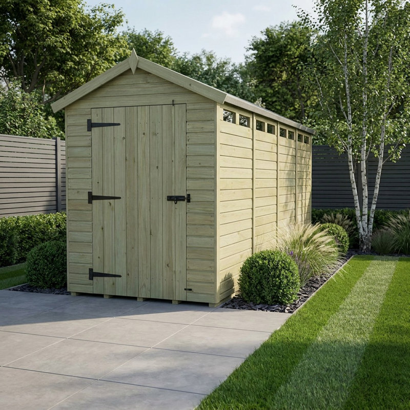 Total Sheds 4ft x 19ft Security Apex Shed - Heavy-Duty Hasp Staple Anti-Tamper - Pressure Treated Timber - UK Manufactured