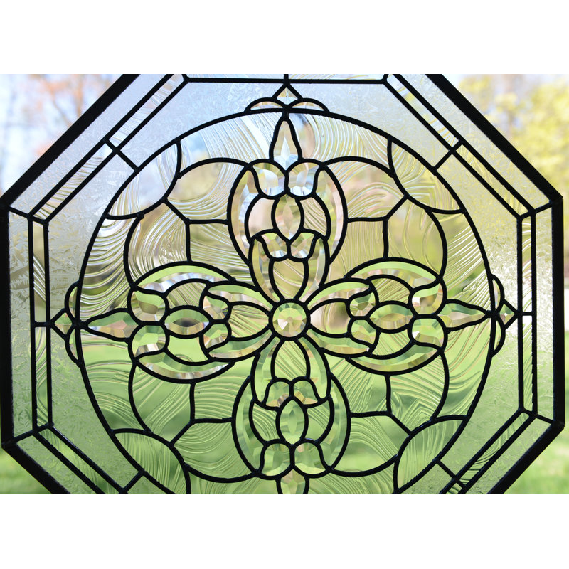 Panneau de vitrail biseauté en vitrail