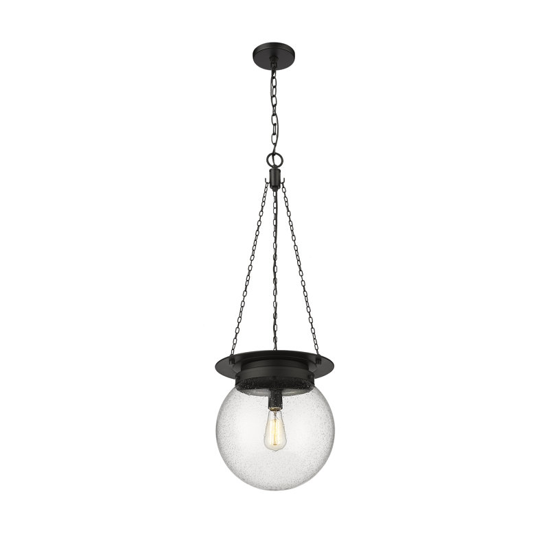 Luminaire suspendu unique à 1 lumière Zella, H 86,75 po x l 13 po x P 13 po, Noir mat, Transparent