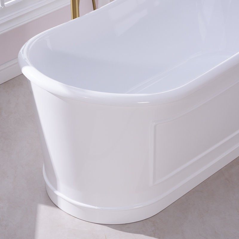 Baignoire de trempage autoportante en acrylique avec drain et trop-plein de 66 po, 68 gallons