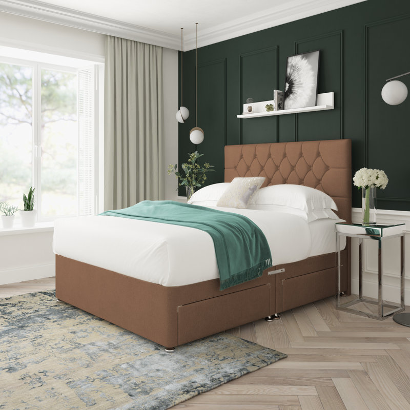 Divan Bed Base, Left Side Drawers, Truffle, Small Single (2'6)