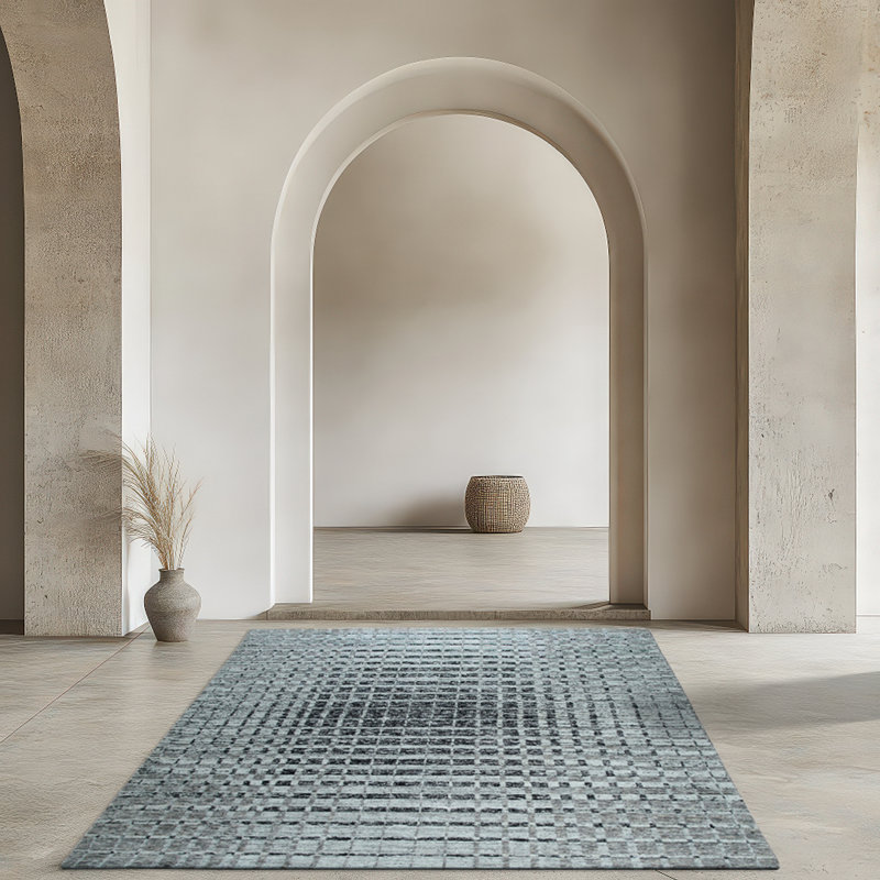 Nadia Ava Gray Handmade Wool Contemporary Solid Color Hand-Knotted Area Rug, Rectangle 8' x 10'