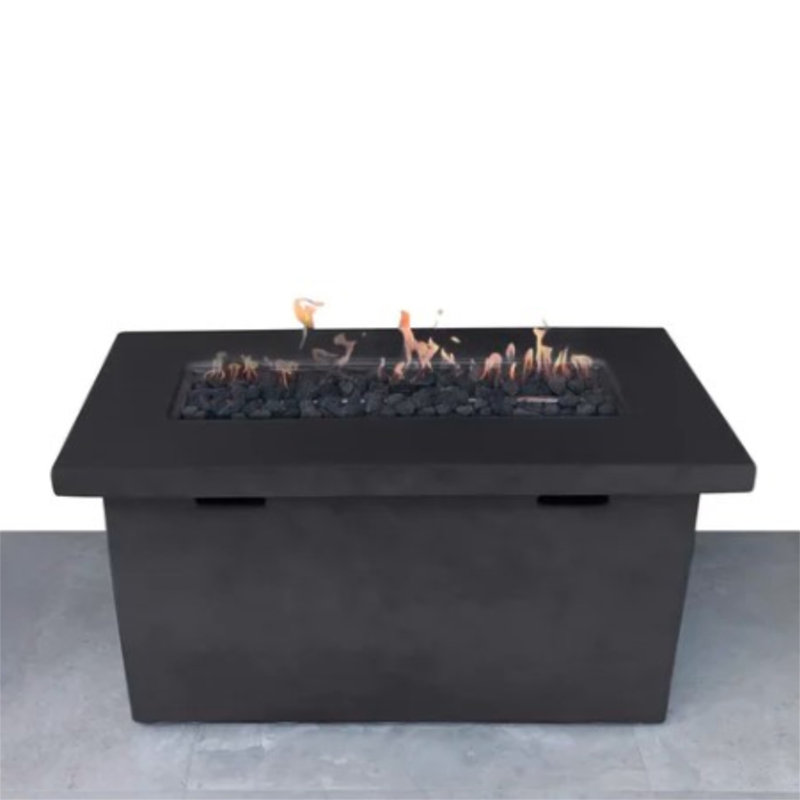 25" H X 42" W Fiber Reinforced Concrete Propane Outdoor Fire Pit Table, Charcoal