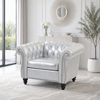 Single PU Leather Sofa with Tufted Backrest