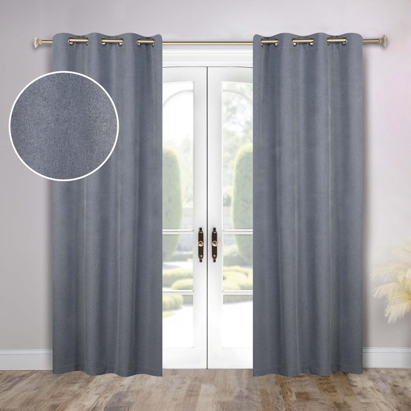 Paire de rideaux unis obscurcissant 100% lavable à la machine, L 52 po x L 84 po, Gris