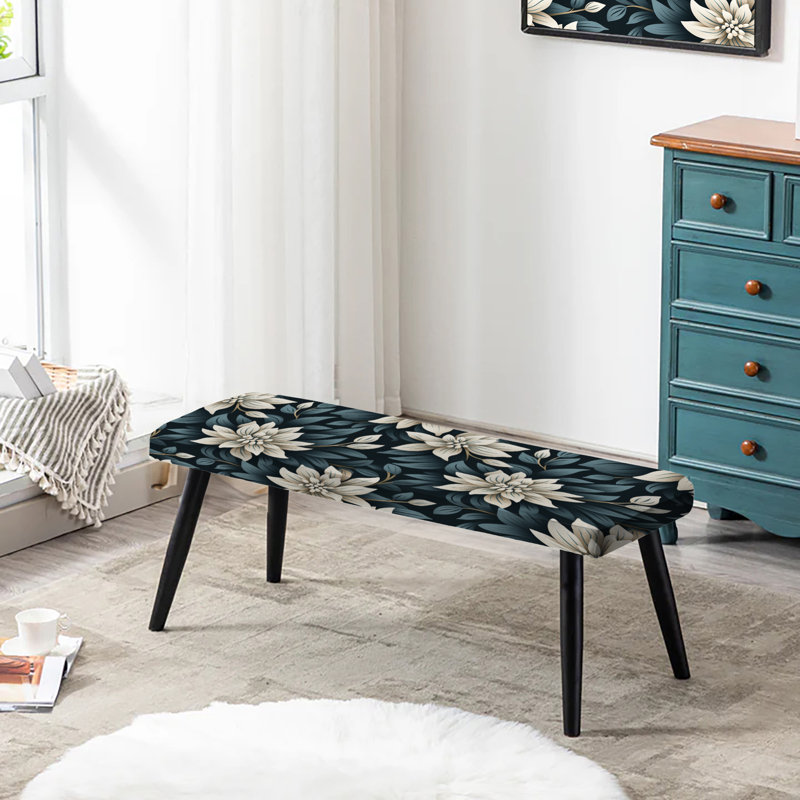 Banc rembourré floral noir Monochromes Essence
