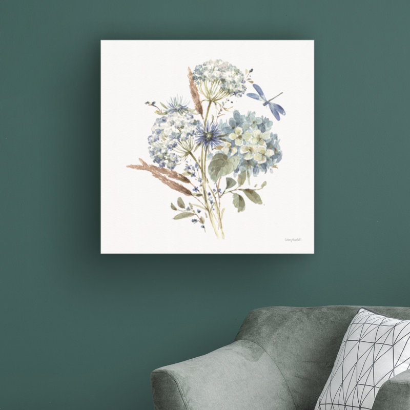 «Bohemian Blue 06 on White» par Lisa Audit, reproduction d'art sur toile tendue, H 24 po x l 24 po x P 2 po