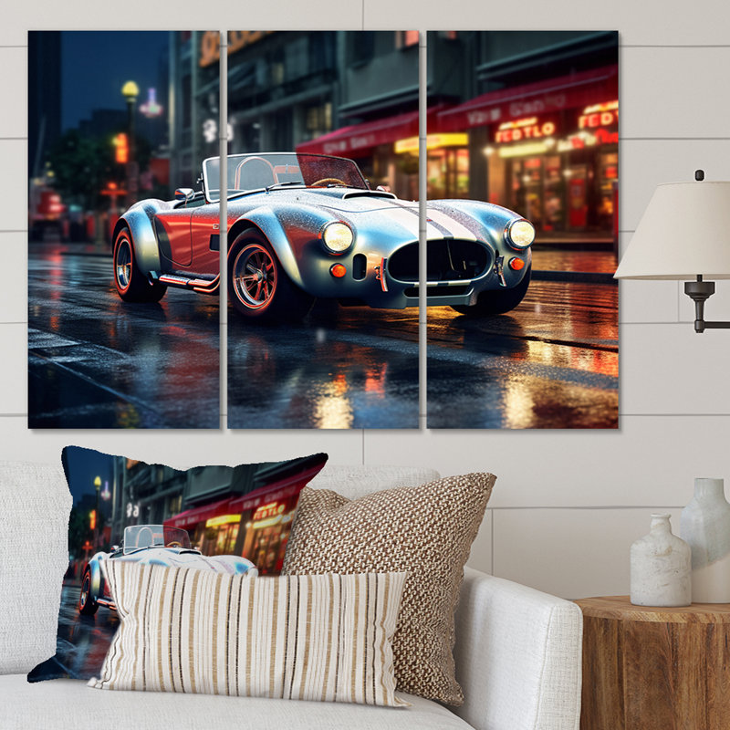 Classics Cobra Car at Night I - 3 impressions sur toile tendue, H 40 po x l 60 po x P 1 po