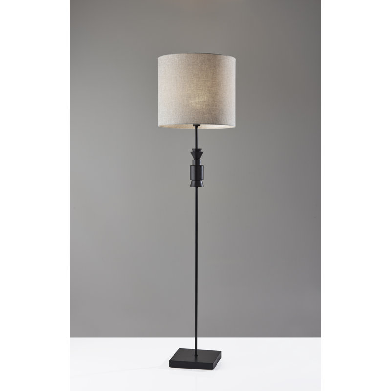 Bakasura 68'' Traditional Floor Lamp, Light Gray/White, Black