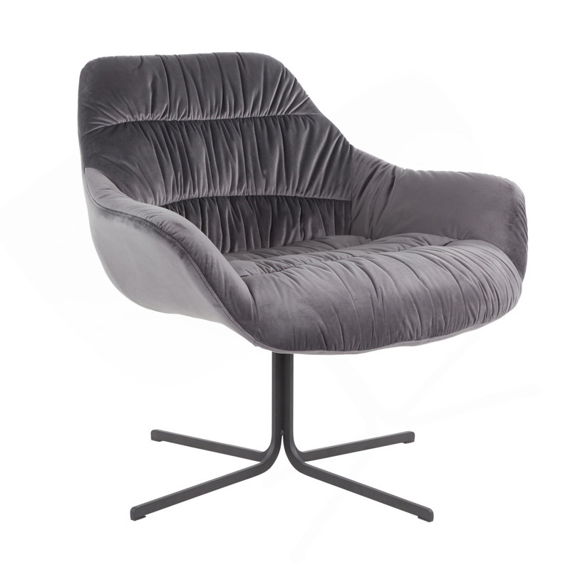 Chaise longue pivotante contemporaine en métal noir et velours gris Wayne par Lumisource