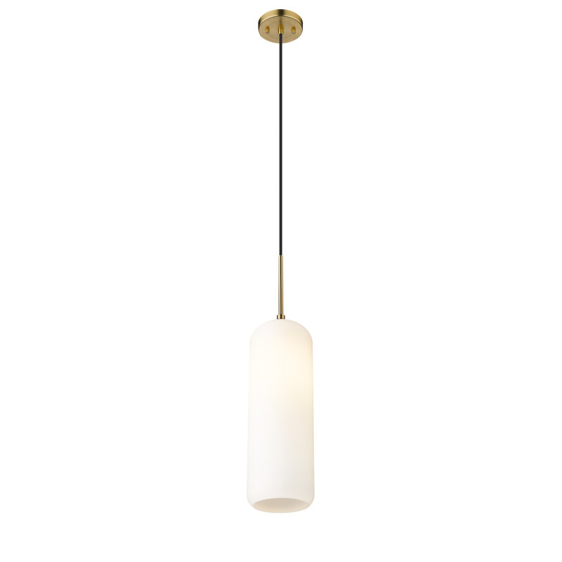 Campos 1 - Light Kitchen Island Pendant, 132" H x 5.25" W x 5.25" D, Heritage Brass, White
