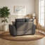 Causeuse moderne en tissu 58,3 po avec coussin-1201270829