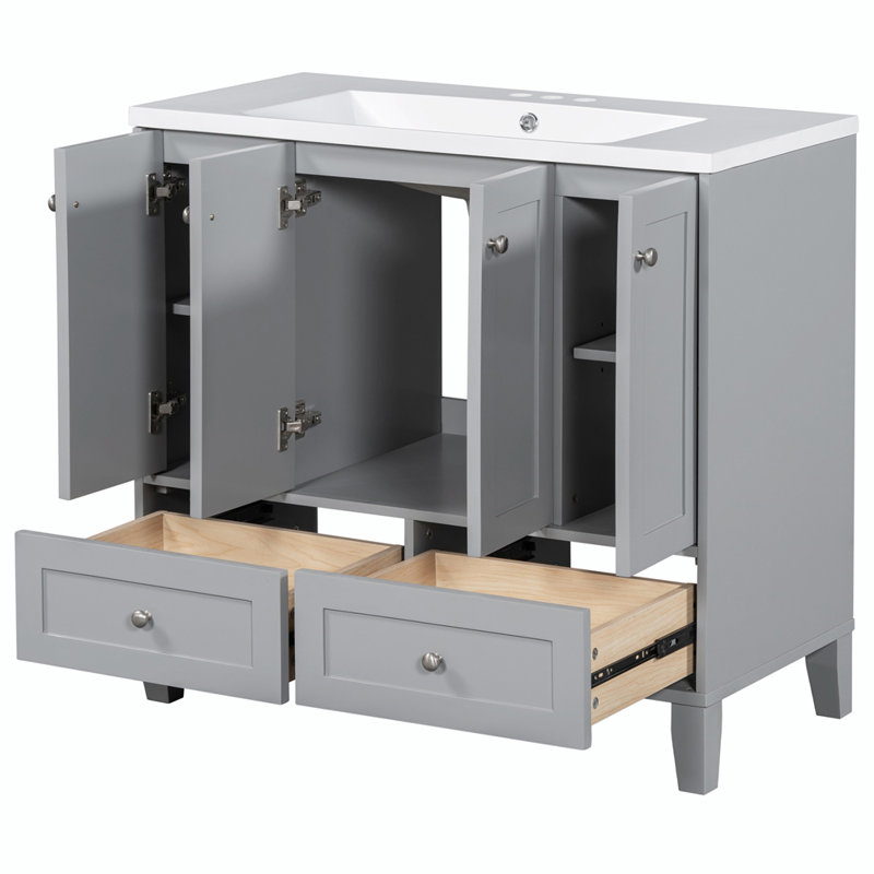 Meuble-lavabo simple avec plateau Safila 36, Gris