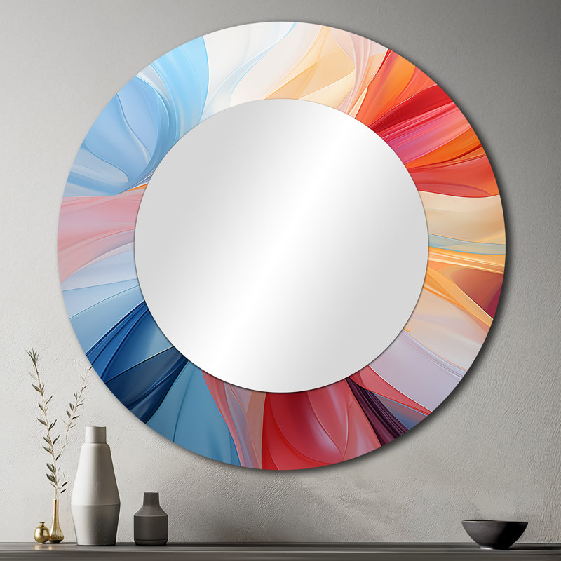 «Caalin Blue Red Fractal Spiral II - Wind Turbines Mirror», 36 po x 36 po