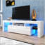 Meuble télé moderne blanc, 20 lumières DEL avec télécommande-306454916