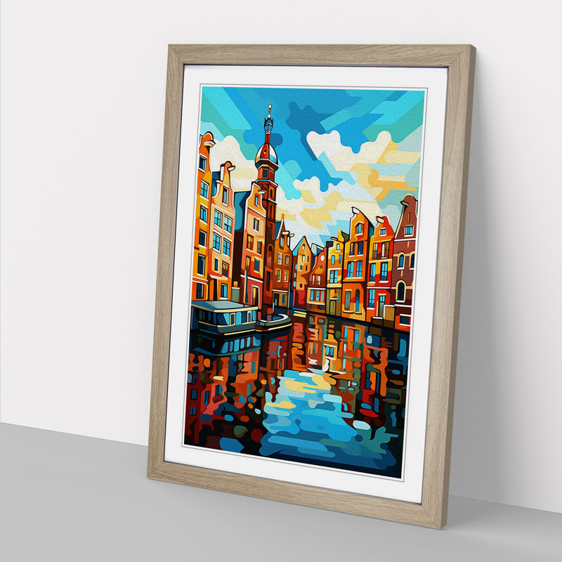 Amsterdam Cubism Framed Print, 34cm H x 25cm W x 2cm D, Oak 
