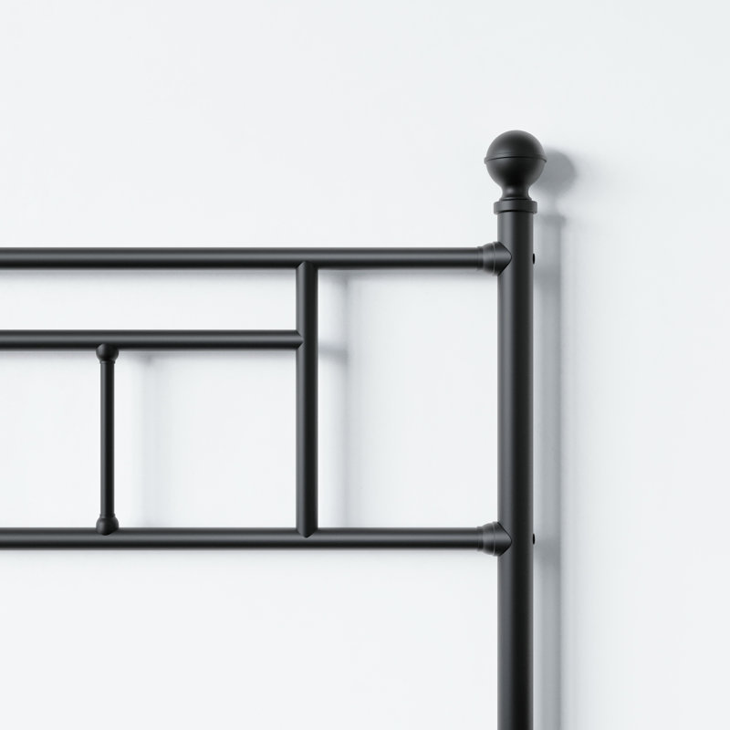 Élégant lit plateforme avec tête et pied de lit, conception sans sommier peu encombrant, structure en métal robuste, disponible en plusieurs tailles