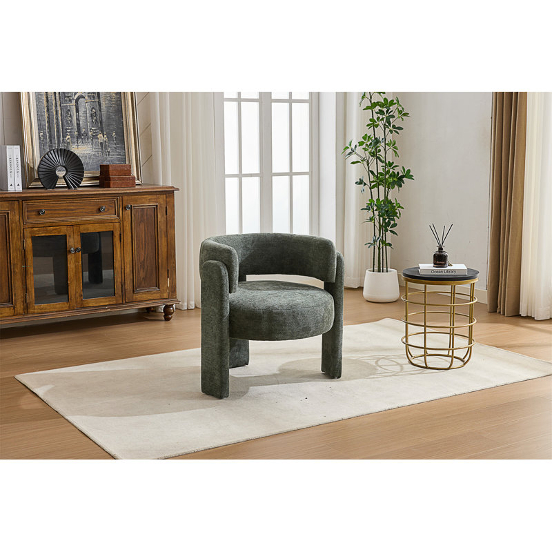 Chaise d'appoint moderne sculpturale avec structure intégrée et siège rembourré confortable, parfait pour les espaces de vie élégants.