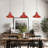 Single Light Distressed Red Farmhouse Industrial Bowl Pendant Light With Bulbs