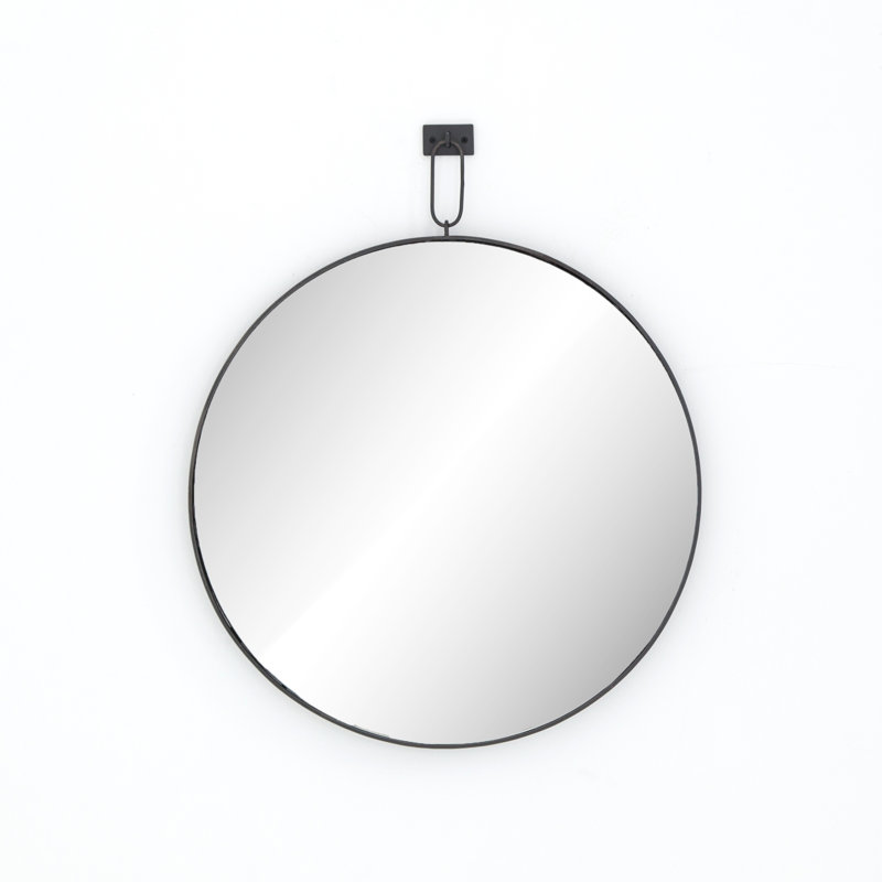 Vina Metal Wall Mirror, 30" H x 30" W, Antiqued Iron