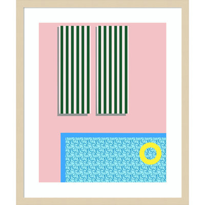 Poolside Fun II by Wood Framed Wall Art Print