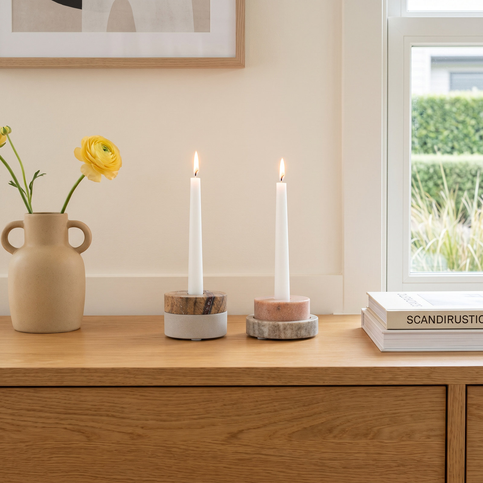 2-Piece Genuine Marble Tealight Set