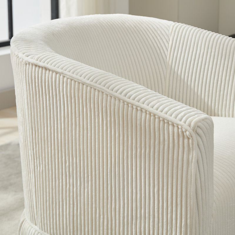 Upholstered Swivel Barrel Chair, Cream