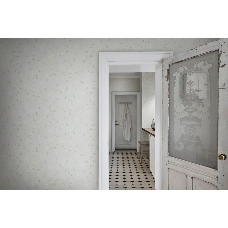 Arv Floral Matte Wallpaper Roll, Light Blue