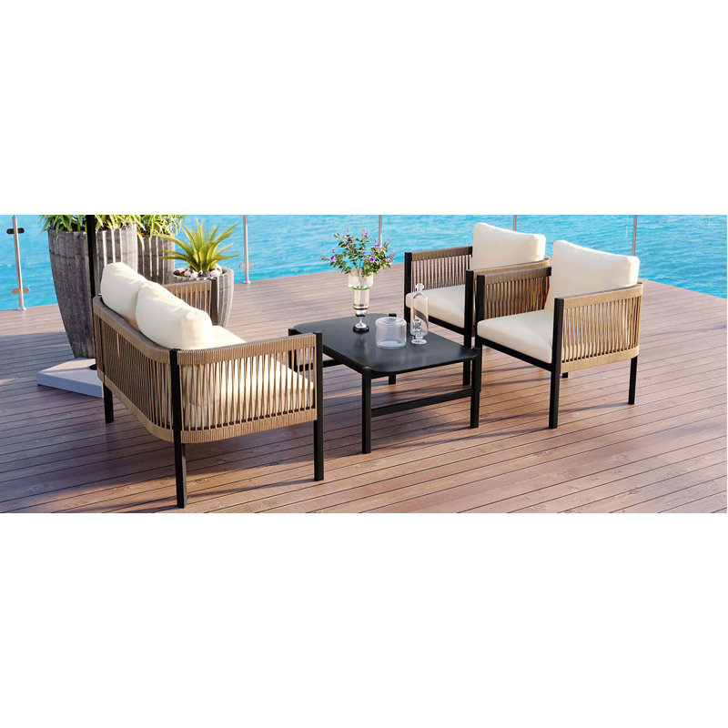 Multi-Person Outdoor Sofa Combination With 1 Table, Beige