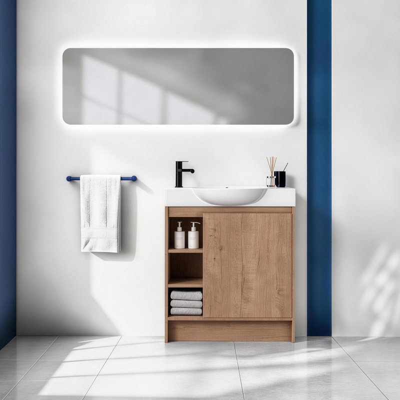 Meuble-lavabo autoportant 30 po Slimbay, Brun