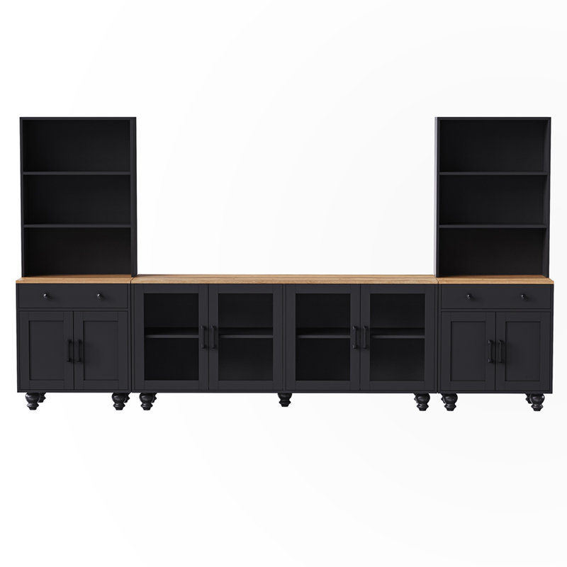 Media Console with Gourd-Shaped Legs, Black