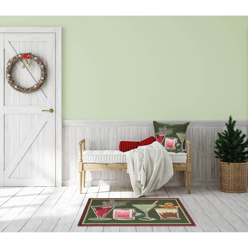 Marina Holiday Throw Pillow, Green