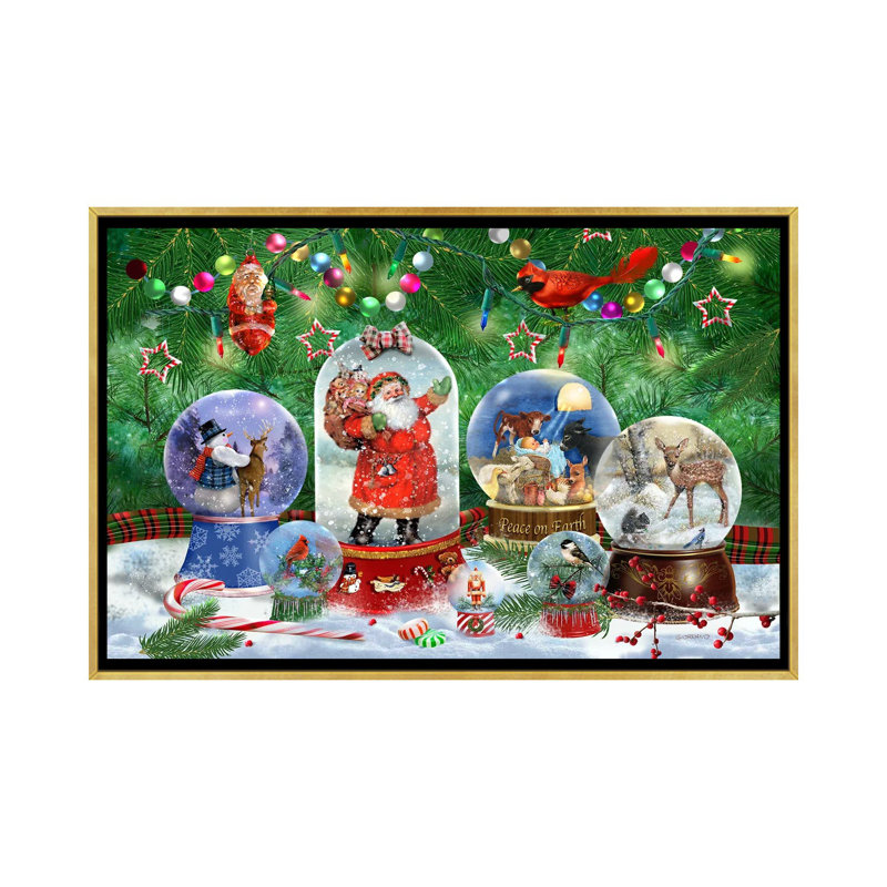 Magie de Noël I - reproduction d'art murale - toile encadrée, H 32 po x l 48 po, Impression encadrée sans passe-partout, Doré